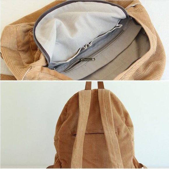 Corduroy Mini Backpack - Apricot